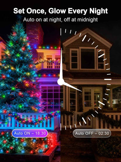 IP65 Waterproof Christmas Lights for Garden Fence and Pergola, 100FT Connectable Multicolor String