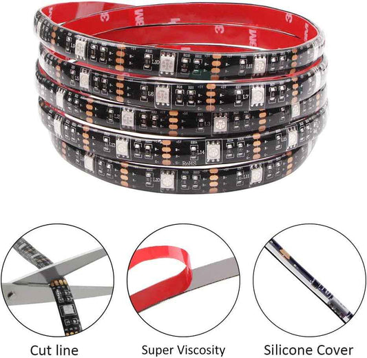 Luminique RGB LED Strip – Living Room Decor Under Cabinet and Behind TV, Cordless Color Changing Lights