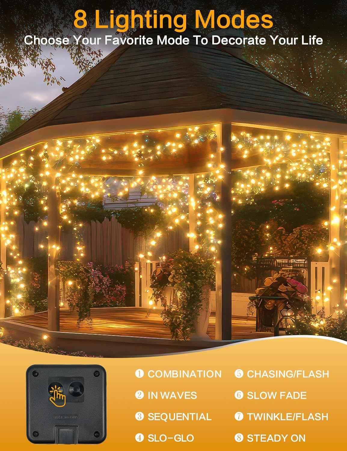LuminaGlow Solar Fairy Lights – Camping and Outdoor Dining Decor, 80FT 200 LED, Dusk-to-Dawn Auto