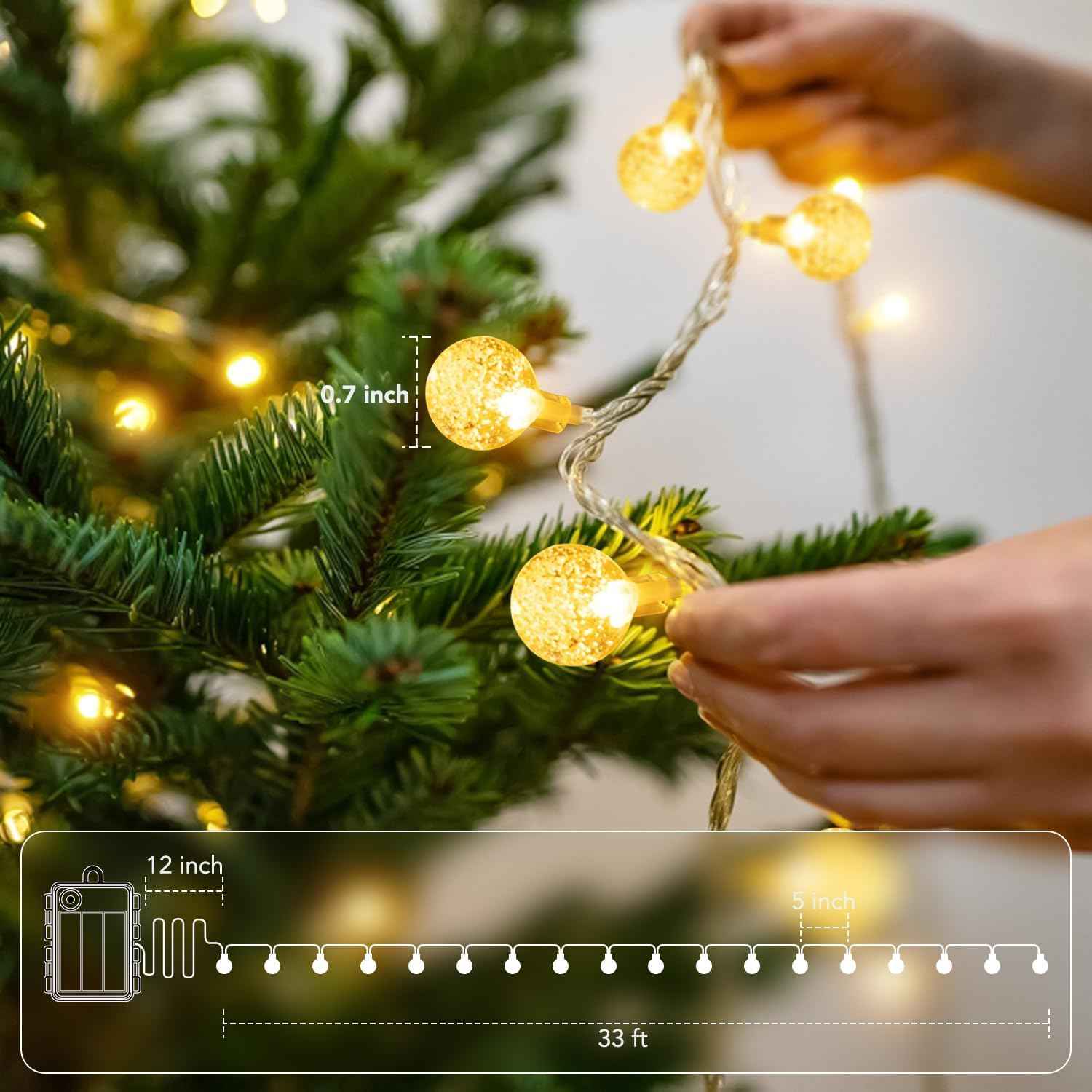 Metaku Globe Fairy Lights Battery Operated with Remote Timer Thoughtful Birthday Gift for Her Mom and Best Friend Home Decor 33ft Warm White