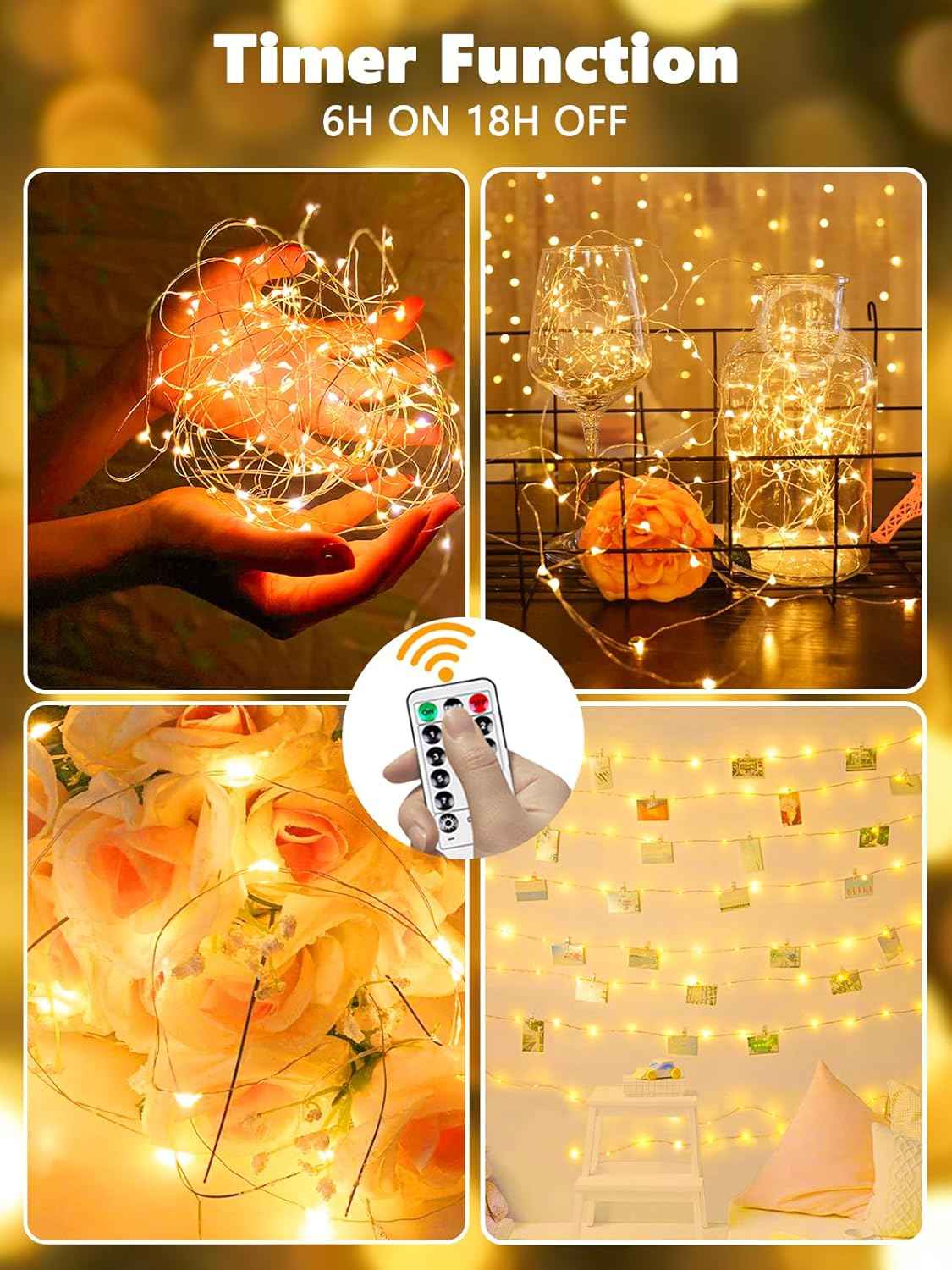 Avaspark Battery Fairy Lights 3-Pack – Cool-to-Touch Nursery and Kids Room Decor with Auto Timer for Worry-Free Nights