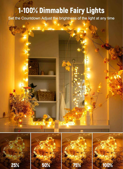 Minetom Twinkle Fairy Lights – Nursery Night Light for Baby Room, Cool-Touch USB String Lights with 6H Auto Timer and 8 Modes