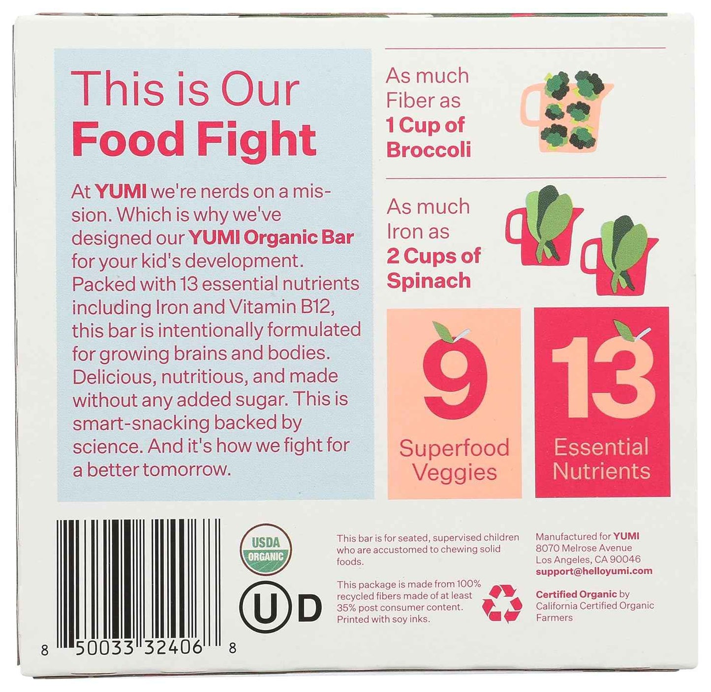 Yumi Organic Bar Strawberry Rhubarb – No Added Sugar Superfood Snack for Mindful Wellness Routines