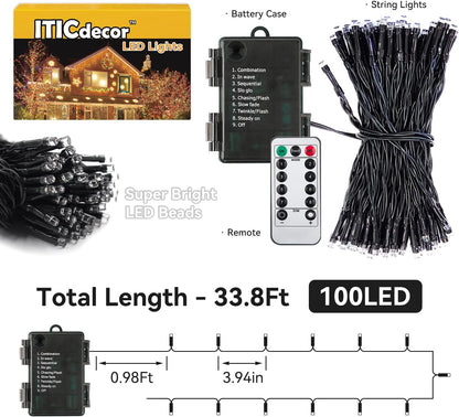 ITICdecor 33ft Battery String Lights – Cozy Bedroom Decor with 8 Modes and Remote Timer for Living Room Ambiance