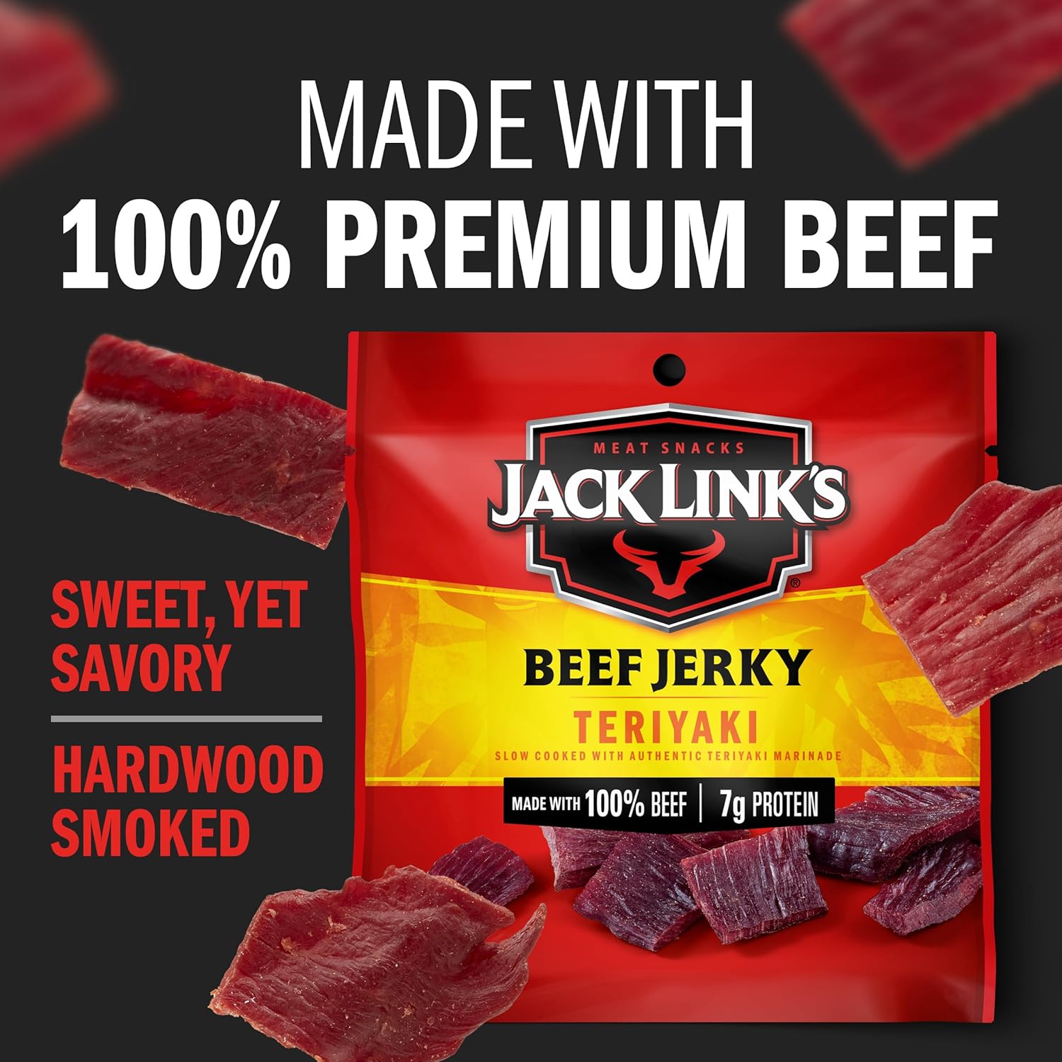 Jack Link's Beef Jerky Variety Pack - Original and Teriyaki - Desk Drawer Protein for Remote Workers and 10-Hour Shifts, 9 Single-Serve Bags