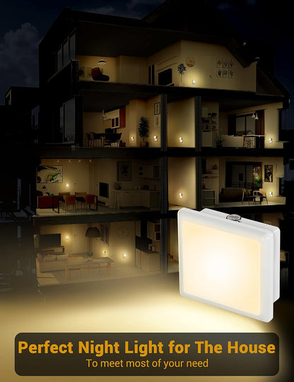 JandCase Night Lights Plug into Wall 2 Pack – Child-Safe Nursery and Hallway Nightlight with Dusk-to-Dawn Auto Sensor, Cool LED