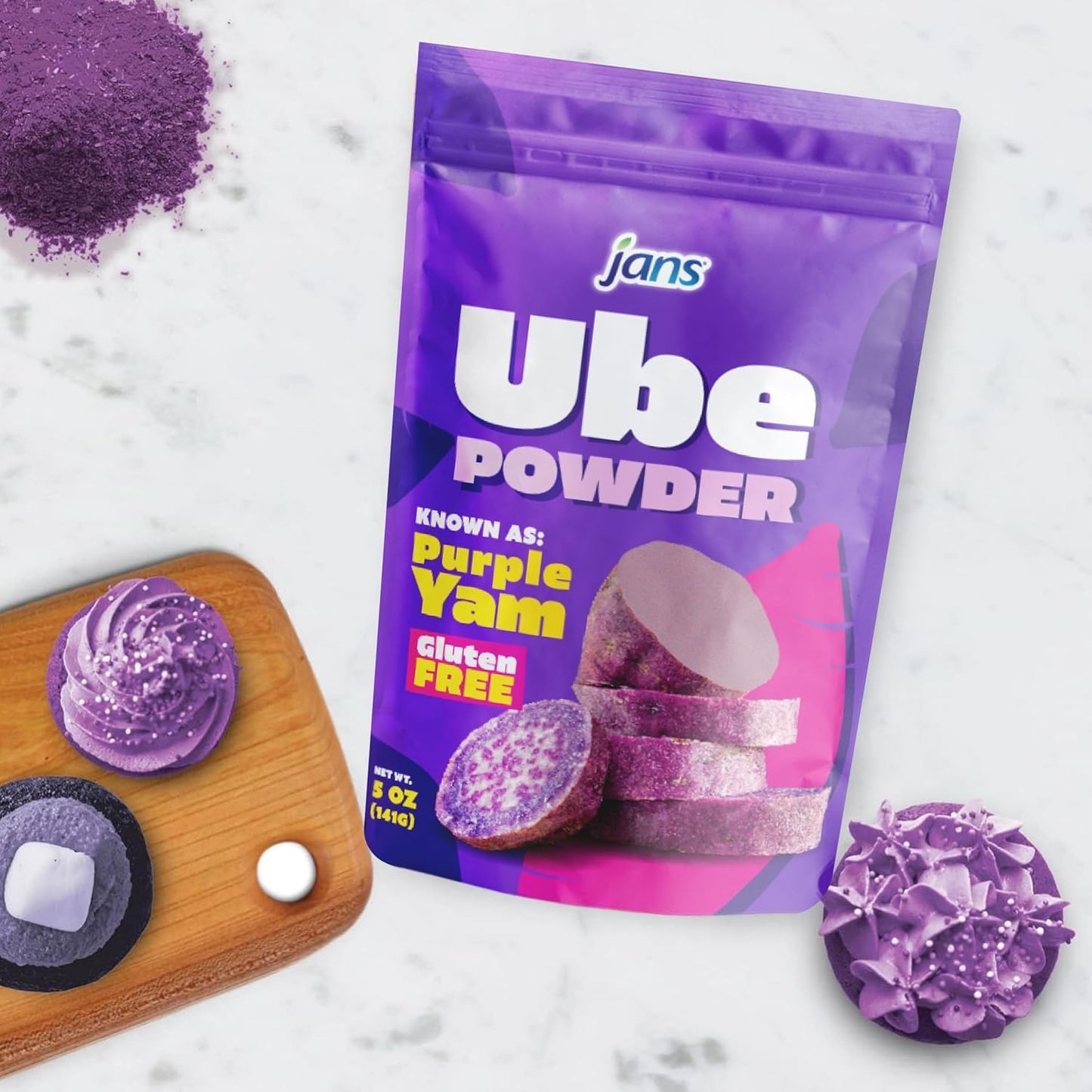Jans Ube Powder for Baking, 5 oz | Pure Single-Ingredient Yam for Wholesome Family Desserts