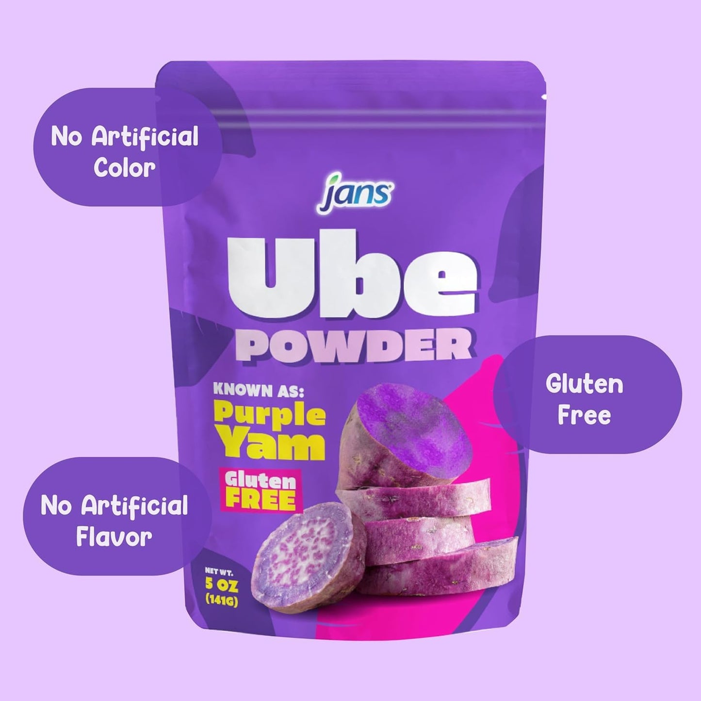 Jans Ube Powder for Baking, 5 oz | Pure Single-Ingredient Yam for Wholesome Family Desserts