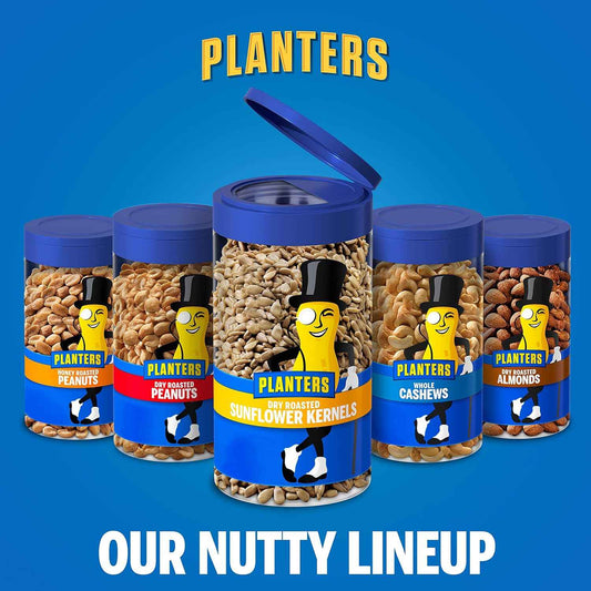 PLANTERS Pop & Pour Sunflower Seeds – Thoughtful Snack Gift for Dad and Grandpa, Resealable 4 Jar Pack