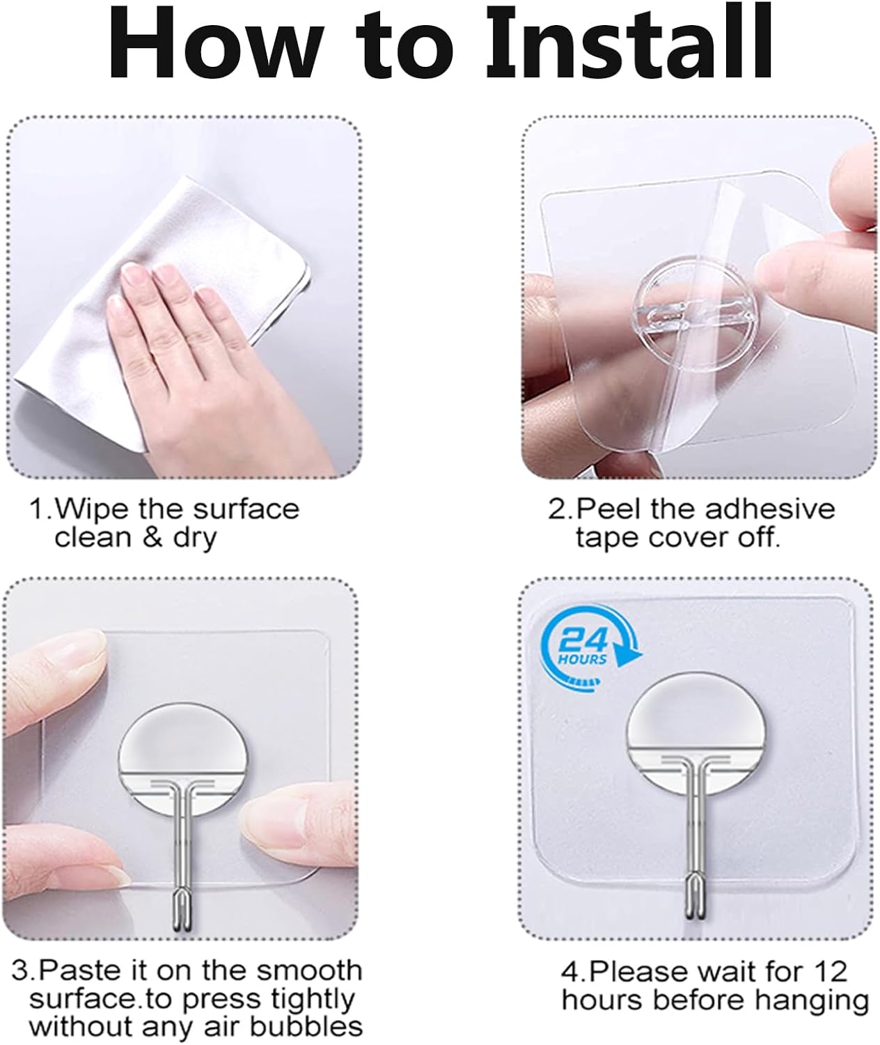 JINSHUNFA Adhesive Wall Hooks – Minimalist Bathroom Towel Hook, No-Drill Transparent Design