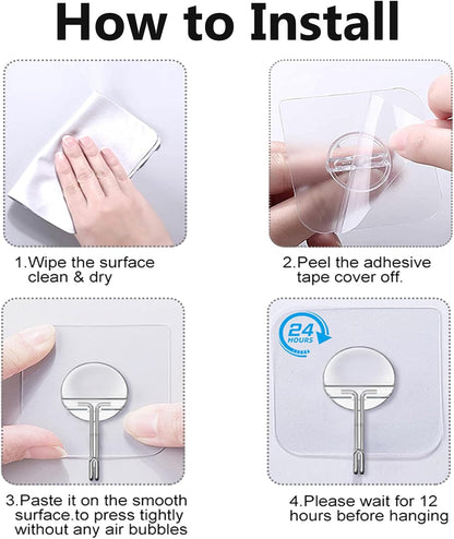 JINSHUNFA Adhesive Wall Hooks – Minimalist Bathroom Towel Hook, No-Drill Transparent Design