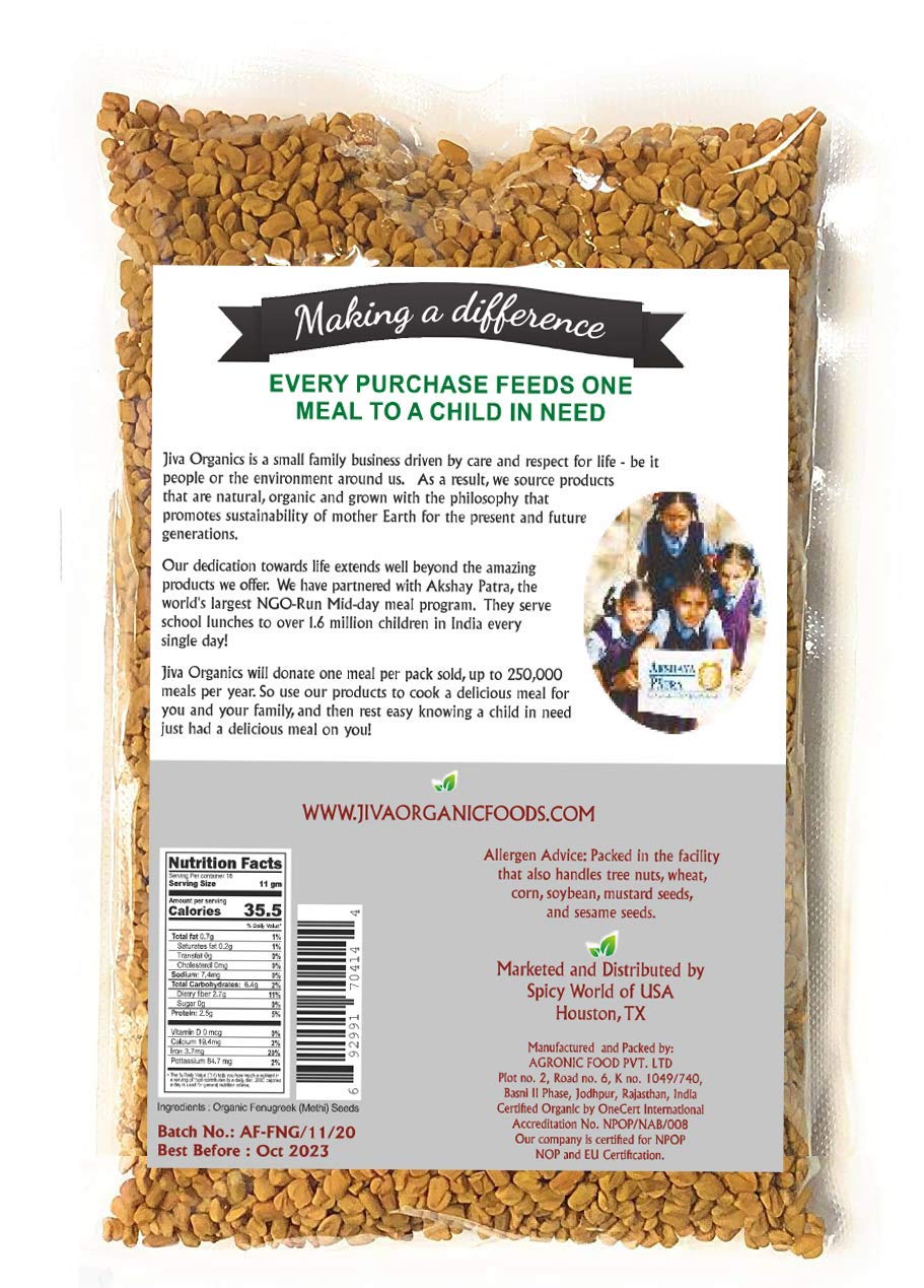 Jiva Organic Fenugreek Seeds 7 Ounce – Hormone-Balancing Methi Seeds for Nightly Wellness Rituals & Soothing Herbal Tonics