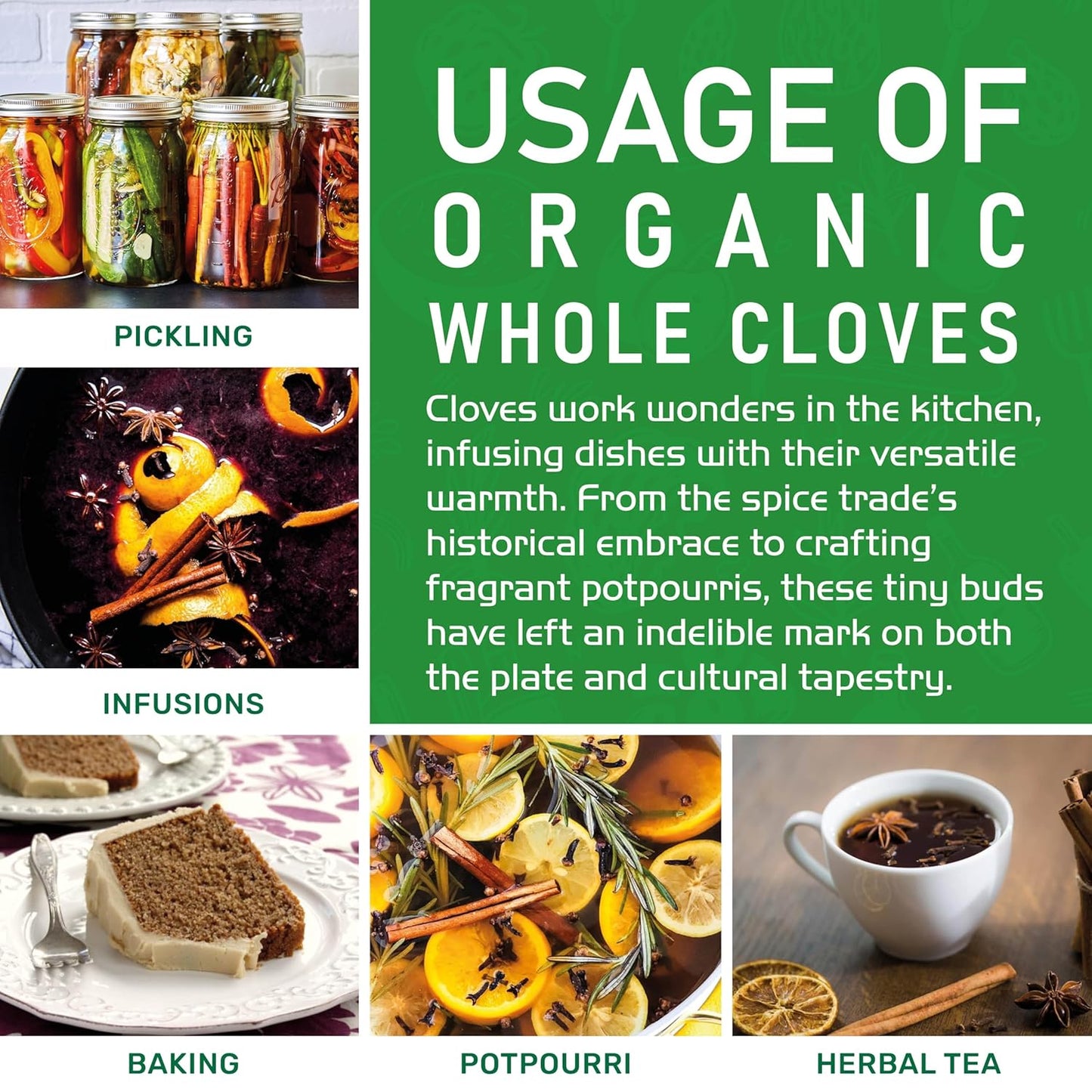 Jiva Organic Whole Cloves – Mindful Kitchen Spice for Bedtime Tea Rituals, 3.5 oz Resealable Pouch