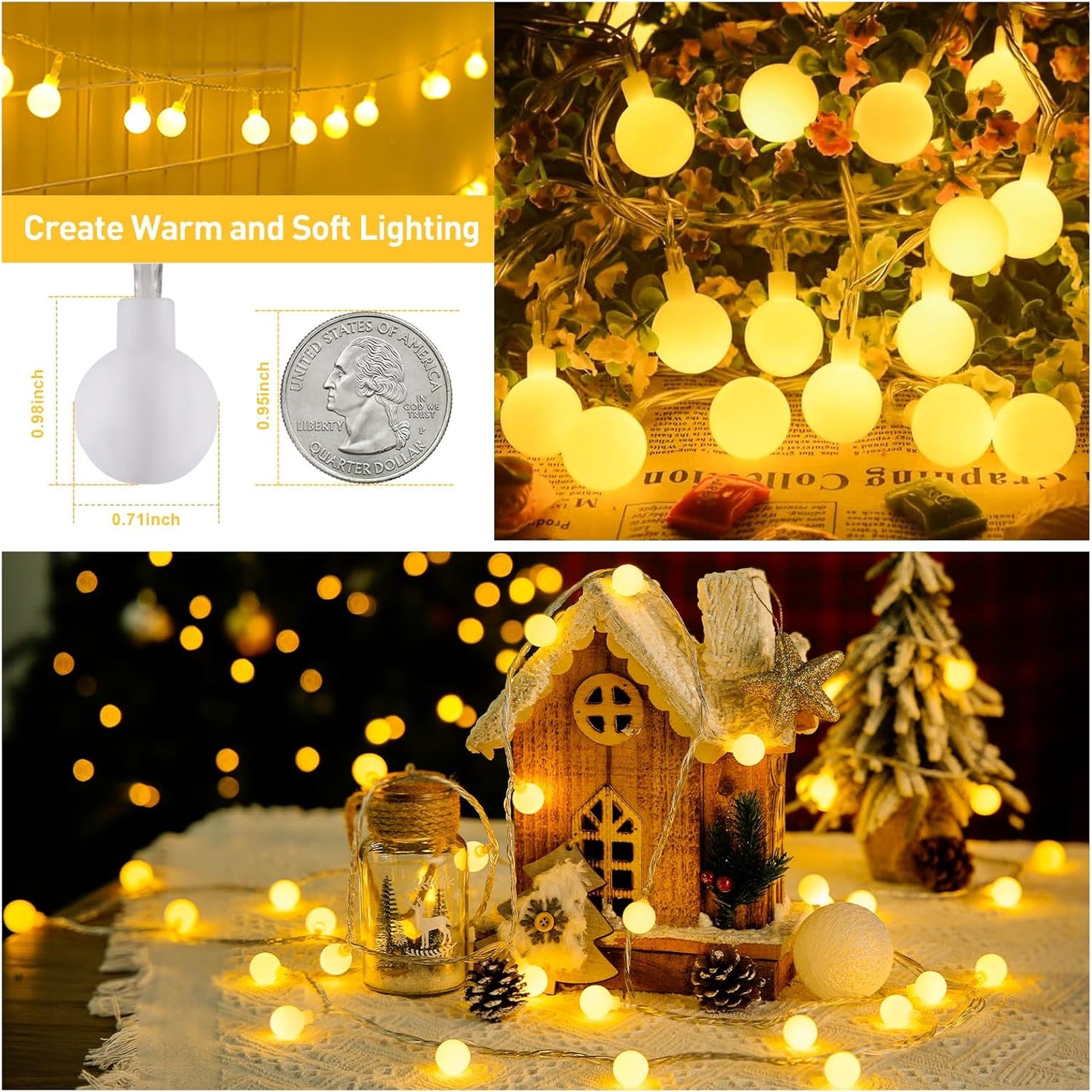 JMEXSUSS 100 LED Globe String Lights – Shatterproof Kids Room Decor, Safe Nursery and Playroom Lighting with Remote and Timer