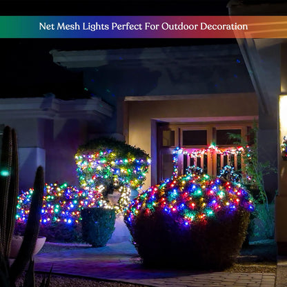 JMEXSUSS 320 LED Solar Net Lights – Cozy Living Room & Bedroom Mood Mesh, Warm & Cool White