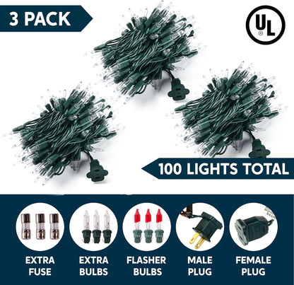 Joiedomi Clear Christmas String Lights Indoor – 300 Mini Bulbs Cozy Bedroom Decor with Warm 3000K Glow, Green Wire, 58.2 ft Lighted Length