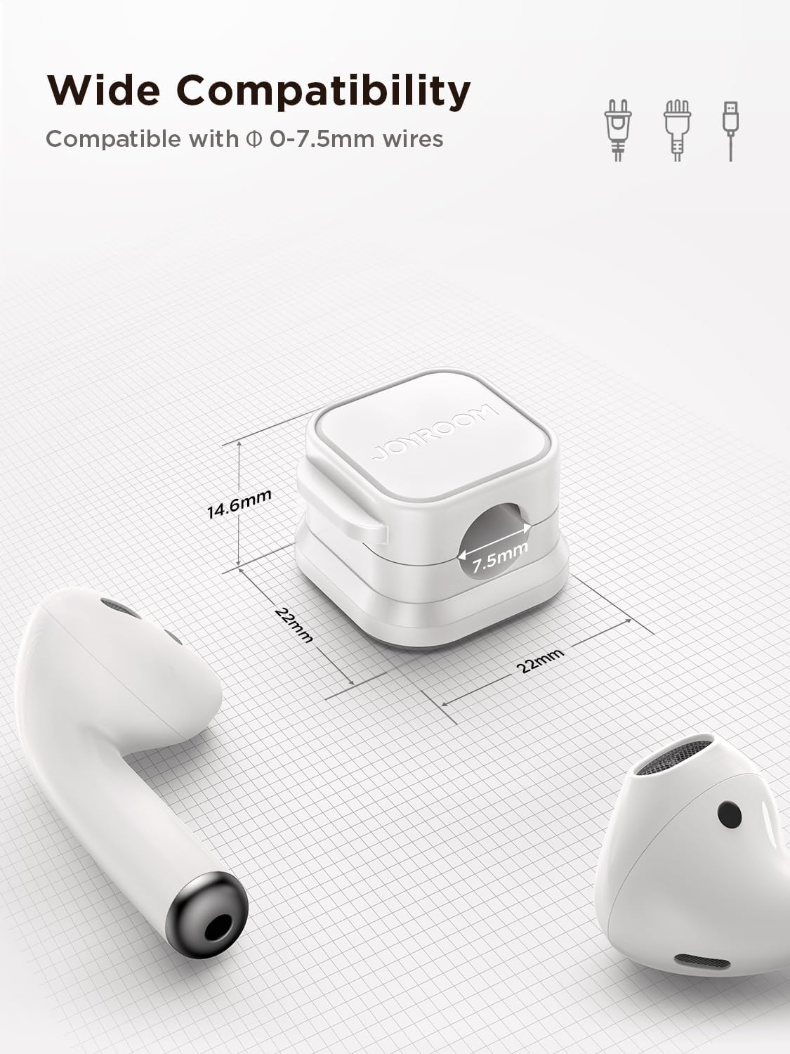 JOYROOM Magnetic Cable Clips to Keep Cords Off the Floor, Safer Surface for Kids and Pets