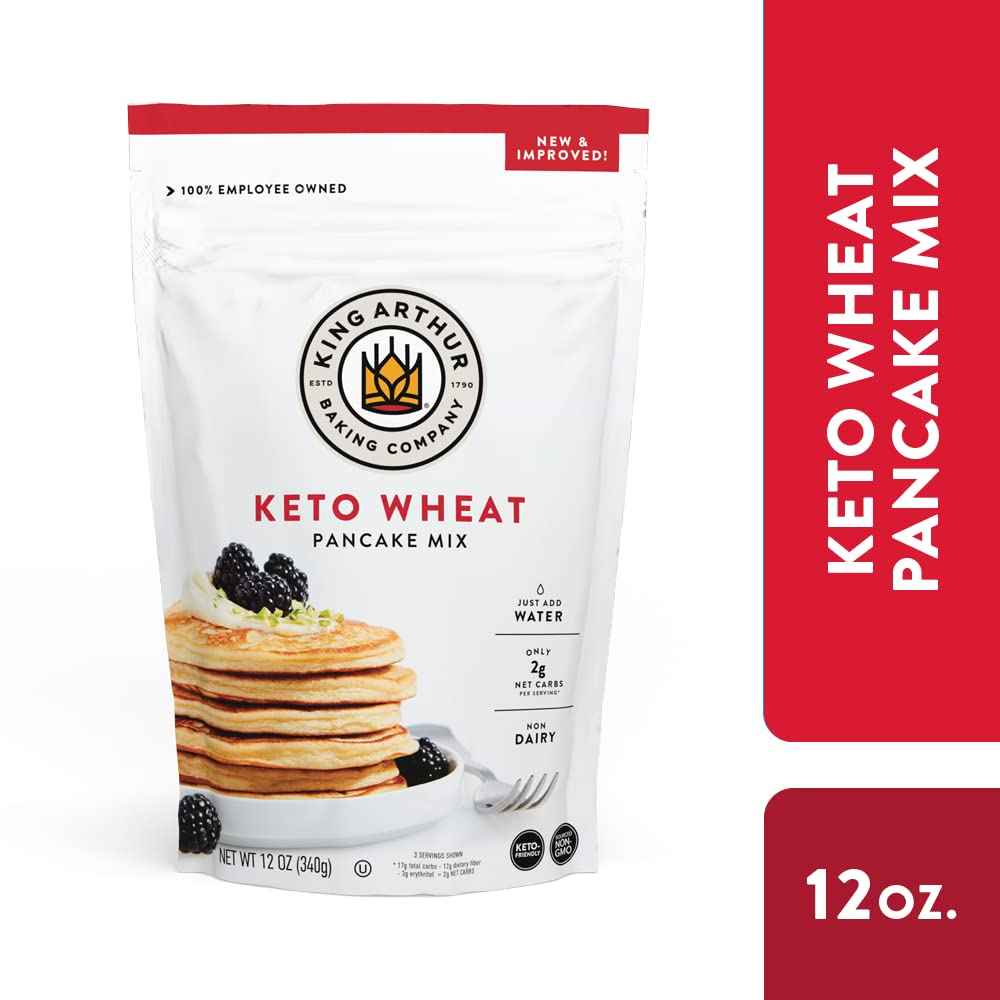 King Arthur Keto Wheat Pancake Mix - Family-Safe Low-Carb Breakfast for Picky Eaters, Non-GMO and Kosher Pancakes