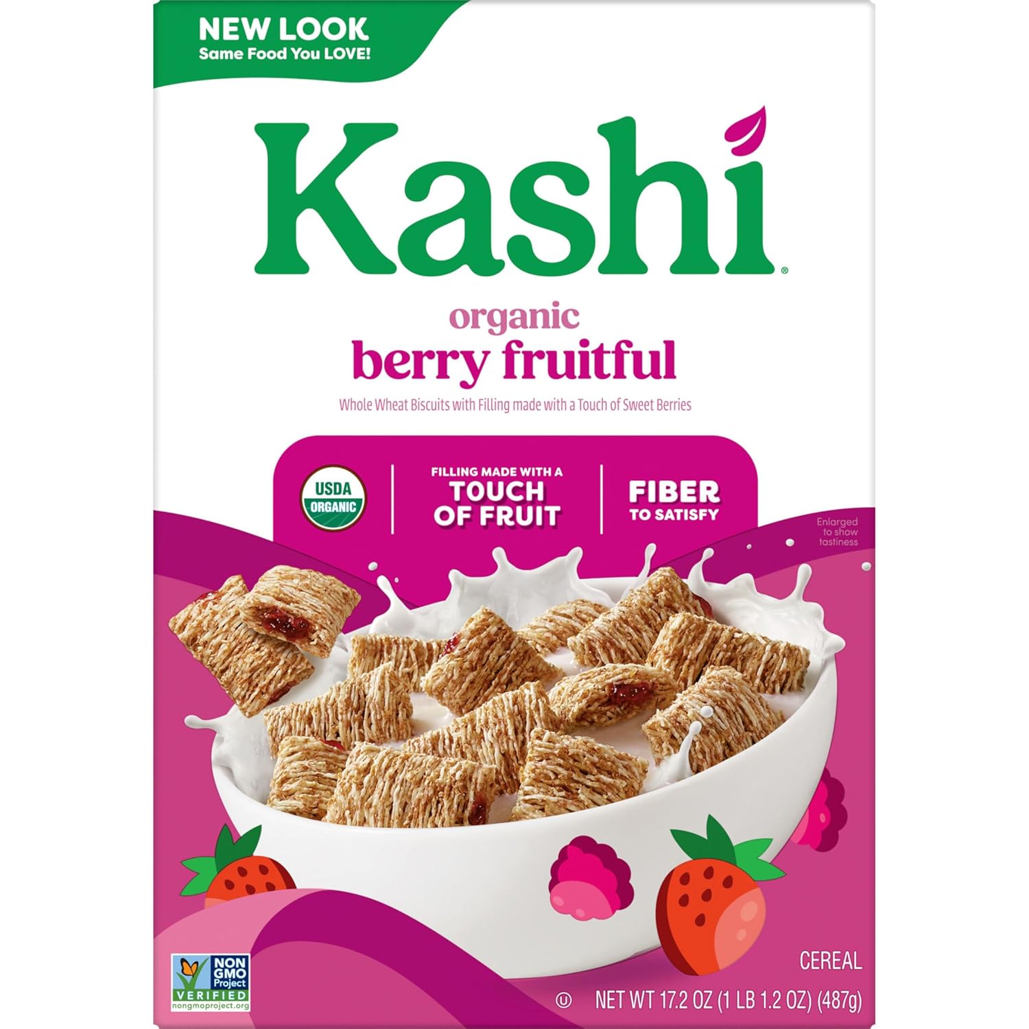 Kashi Berry Fruitful Organic Cereal – Morning Fiber Ritual for Wellness-Focused Adults, 17.2oz Resealable Box