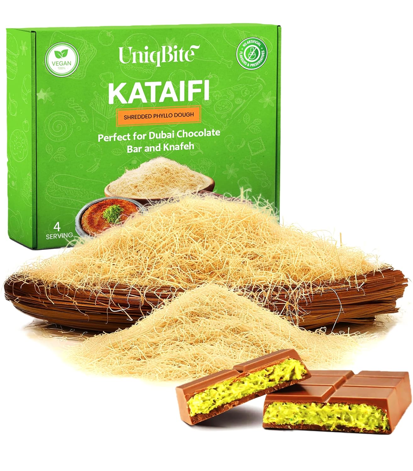 Kataifi Premium Shredded Phyllo Dough – Gourmet Dubai Chocolate Bar Crafting for the Modern Home Pastry Atelier