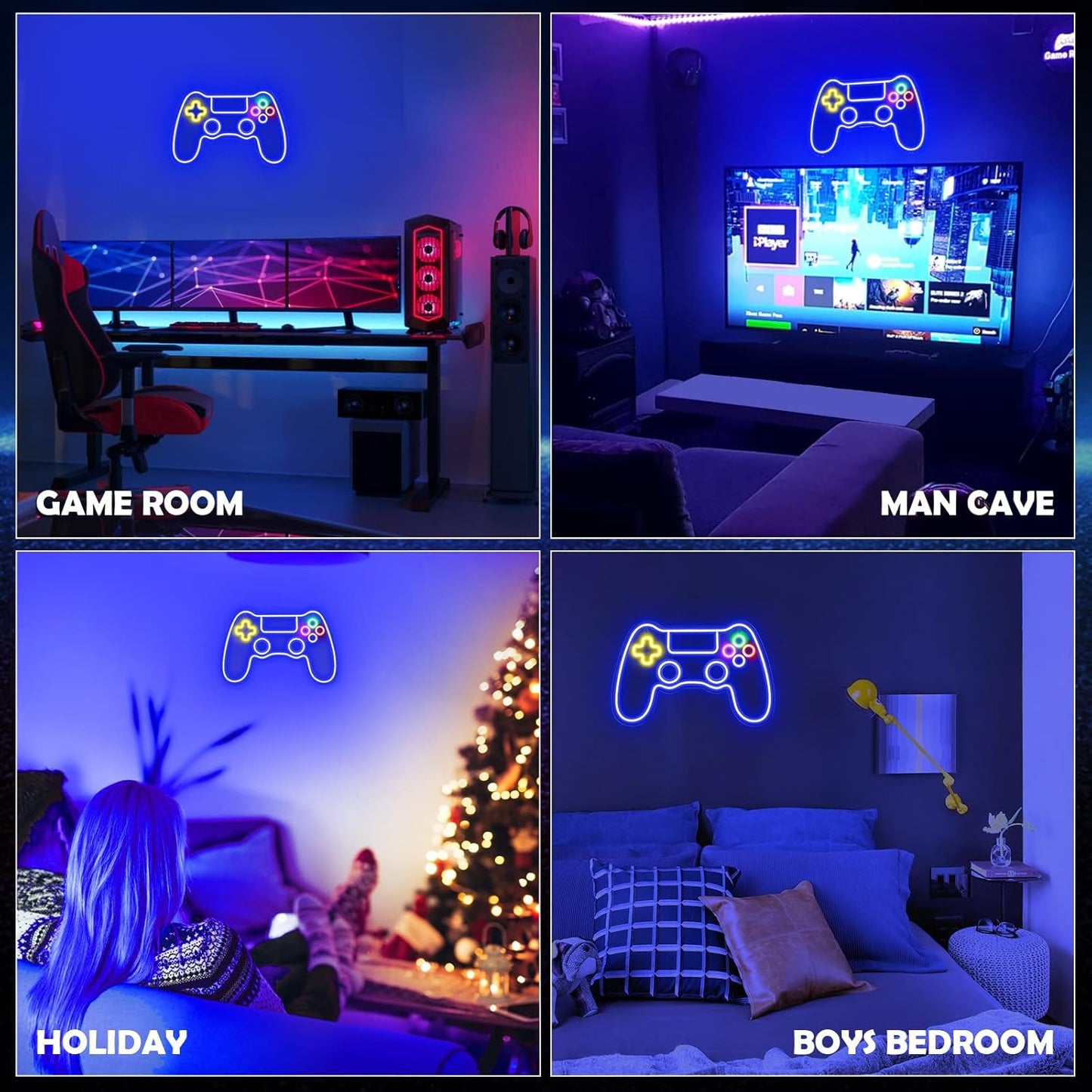 Kavaas Gamer Neon Sign – Modern LED Wall Art for Gaming Room and Home Office, Vibrant Gamepad Accent Light