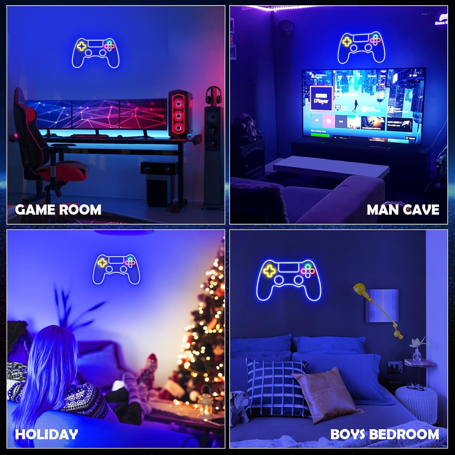 Kavaas Gamer Neon Sign – Modern LED Wall Art for Gaming Room and Home Office, Vibrant Gamepad Accent Light
