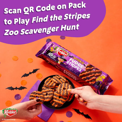 Keebler Spookie Fudge Stripes Cookies – Portable Halloween Snack for Family Zoo Outings and Scavenger Hunts, 9.5 oz