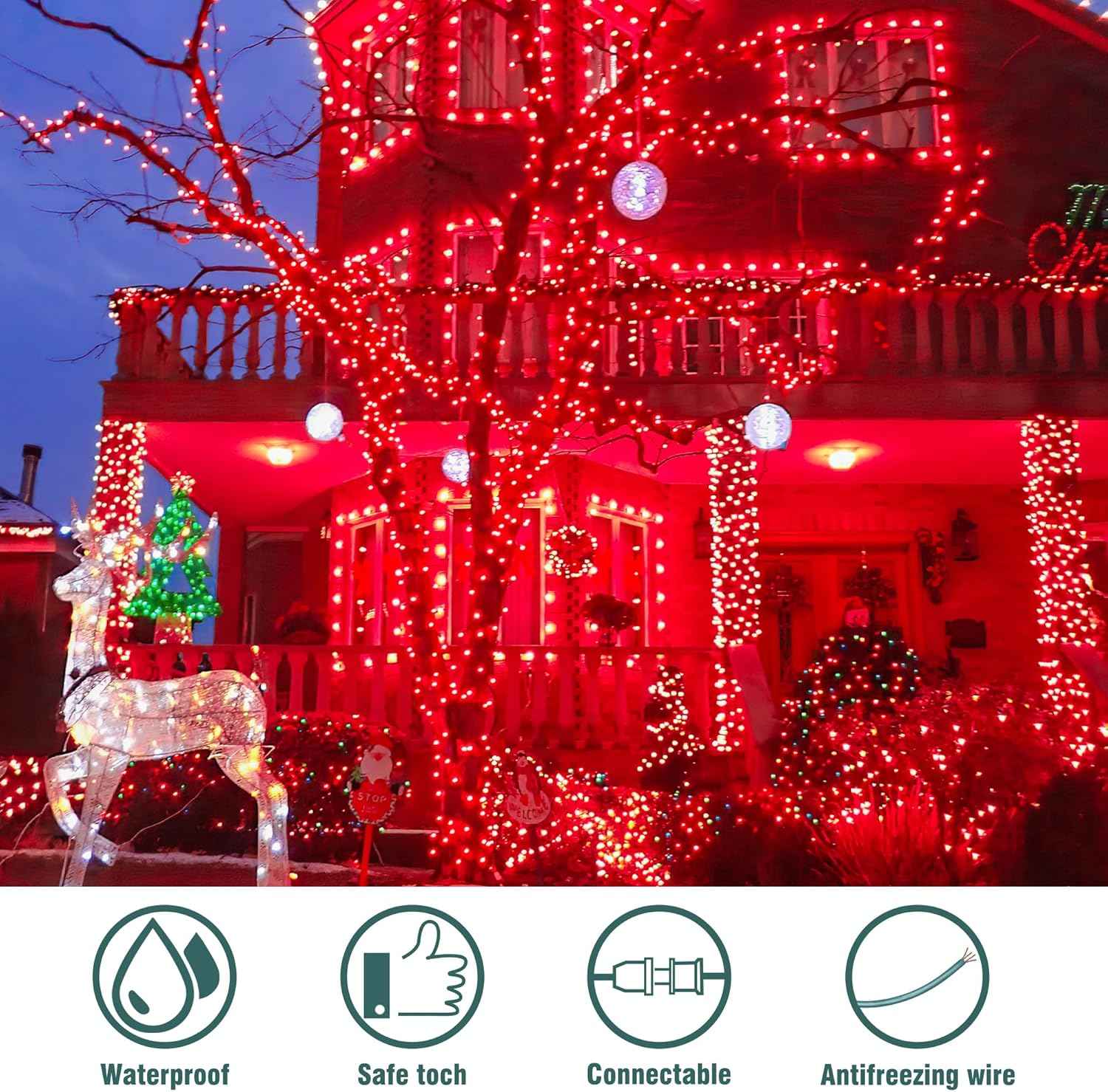 Hopolon Red Mini String Lights 2-Pack – Cozy Bedroom Aesthetic Decor, 13ft Incandescent Bulbs for Living Room and Mantel