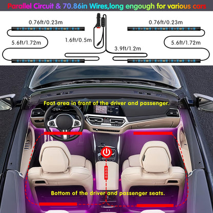 Keepsmile Interior Car Lights – Birthday Gift for Car Lovers, RGB Under Dash Lighting with Music Sync