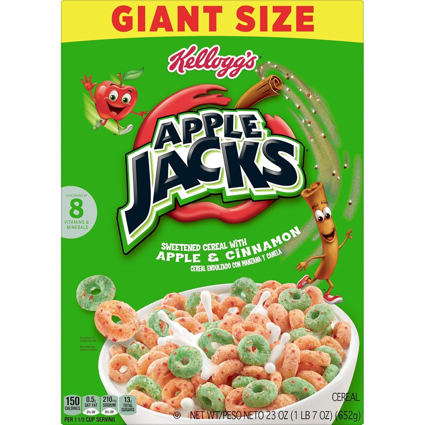 Kellogg's Apple Jacks Breakfast Cereal – Kosher Pareve Whole Grain Bowl for Mindful Mornings, 23oz Box
