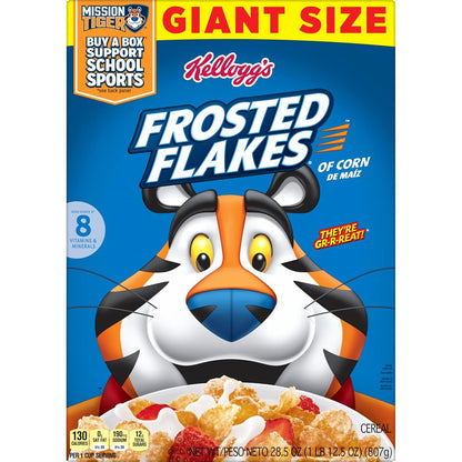 Kellogg's Frosted Flakes Cereal, 28.5 oz Giant Size, Quick Breakfast and Desk-Side Snack for Busy Workdays