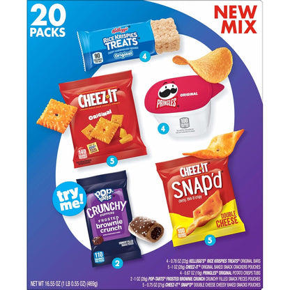 Kellogg's Snack Variety Pack – Kids School Lunch Box Favorites, 20 Single-Serve Pouches and Cups