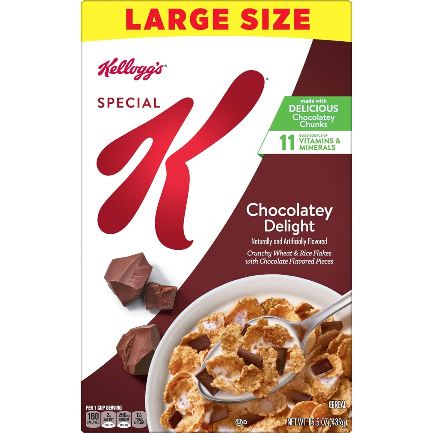 Kellogg's Special K Chocolatey Delight Cereal – Office Pantry Snack, Quick Workday Breakfast Cereal, 15.5oz