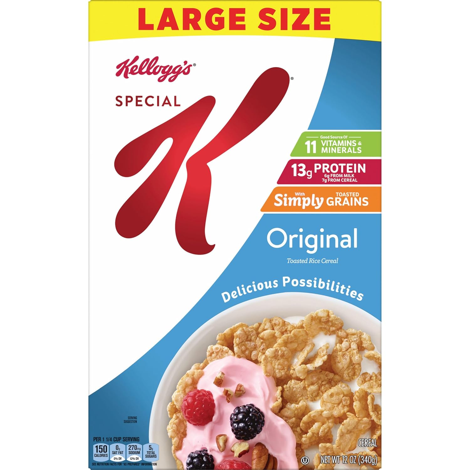 Kellogg's Special K Original Cereal – Trusted Family Breakfast for Busy School Mornings, 12oz Box of Fortified Flakes