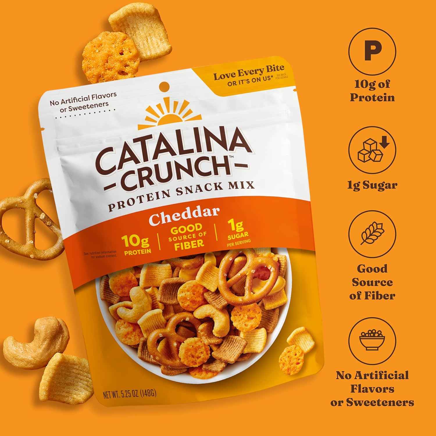 Catalina Crunch Cheddar Snack Mix – Conference Room Shareable Snack with Savory Crunch, Resealable Pouch