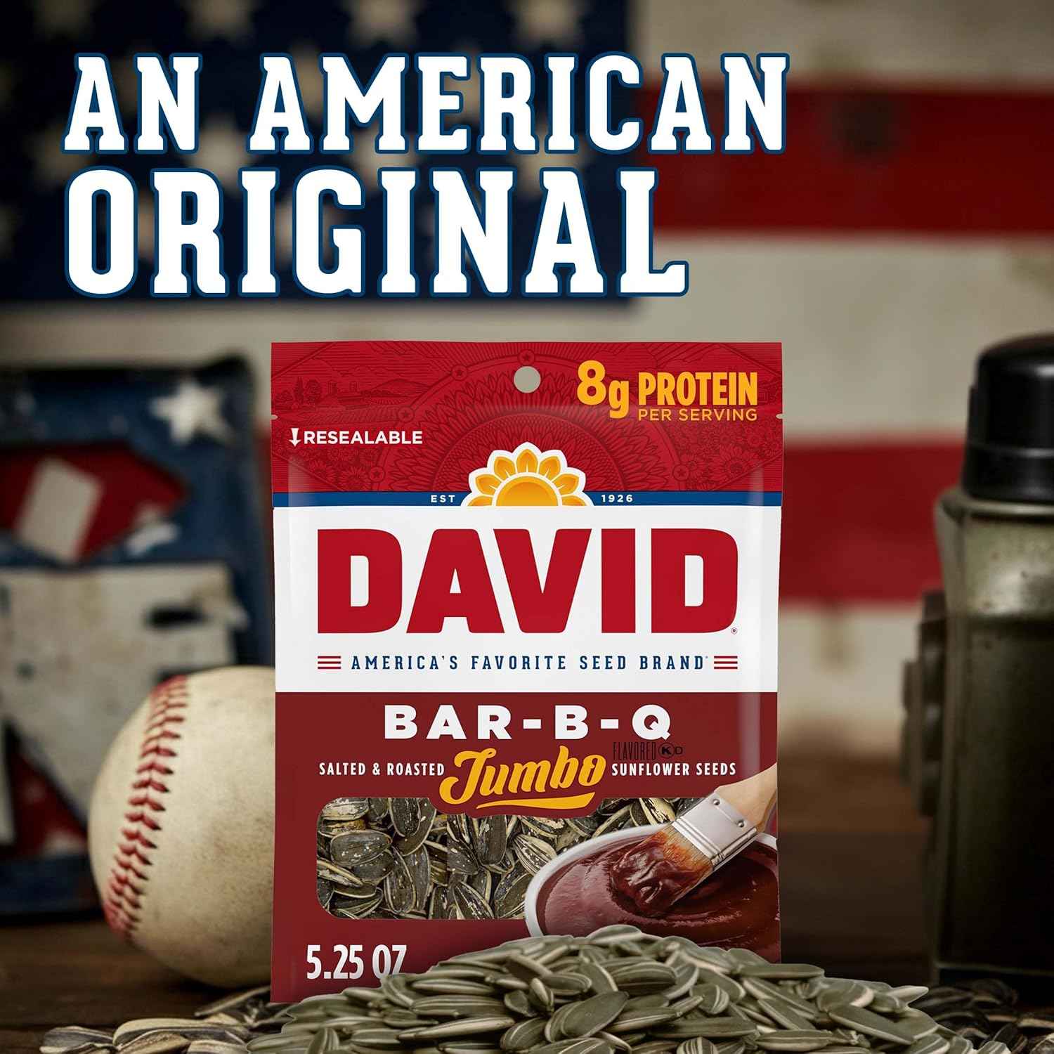 DAVID Jumbo Sunflower Seeds, Bar-B-Q Flavor, 5.25 oz – Tailgate and Backyard BBQ Munching Snack