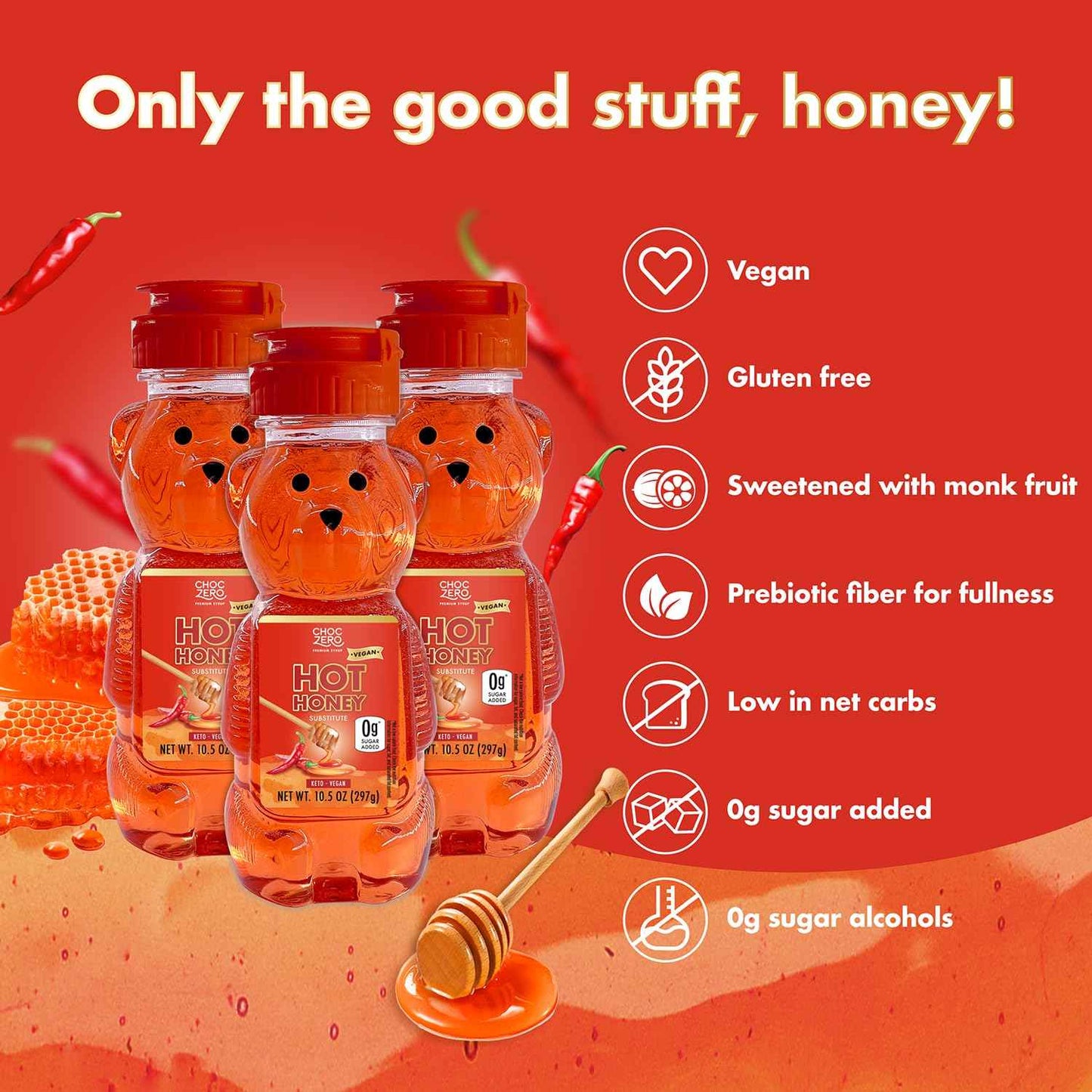 ChocZero Hot Honey – Picnic Ready Drizzle for Cheese Boards and Charcuterie Outdoors