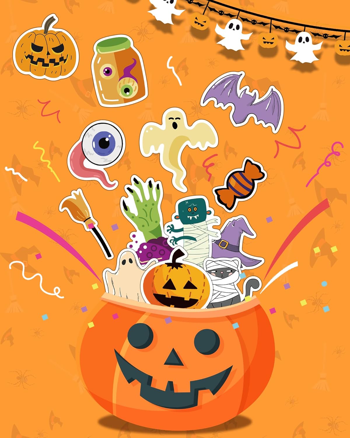 Kids Halloween Party Favor Stickers – 300 Waterproof Vinyl Stickers for Trick or Treat Goody Bags