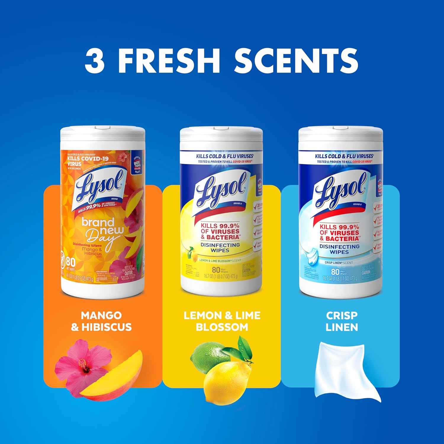 Lysol Disinfecting Wipes Bundle, Child-Safe Nursery and Playroom Surface Cleaner, 3x80 ct Multi-Surface Wipes for Family Homes