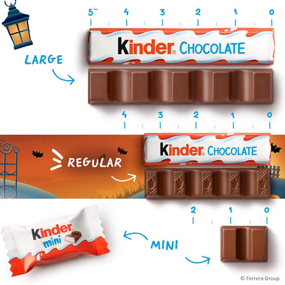 Kinder Chocolate Snack Size Bars – Travel Friendly Individually Wrapped Milk Chocolate for Road Trips, Picnics, and Car Cup Holders, 20 Count, 8.8 oz