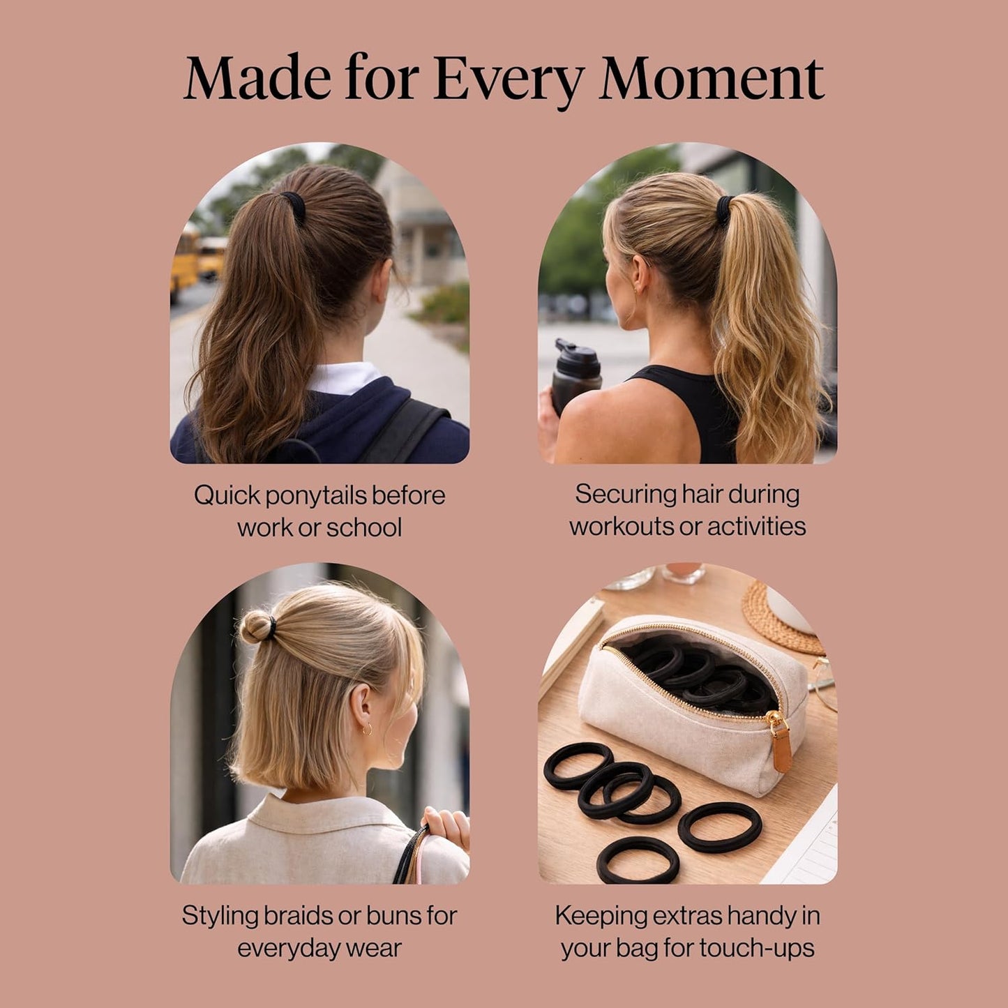 Kitsch Seamless Hair Ties - Parent-Approved Hair Accessories for Active Kids' School and Sports Hairstyles