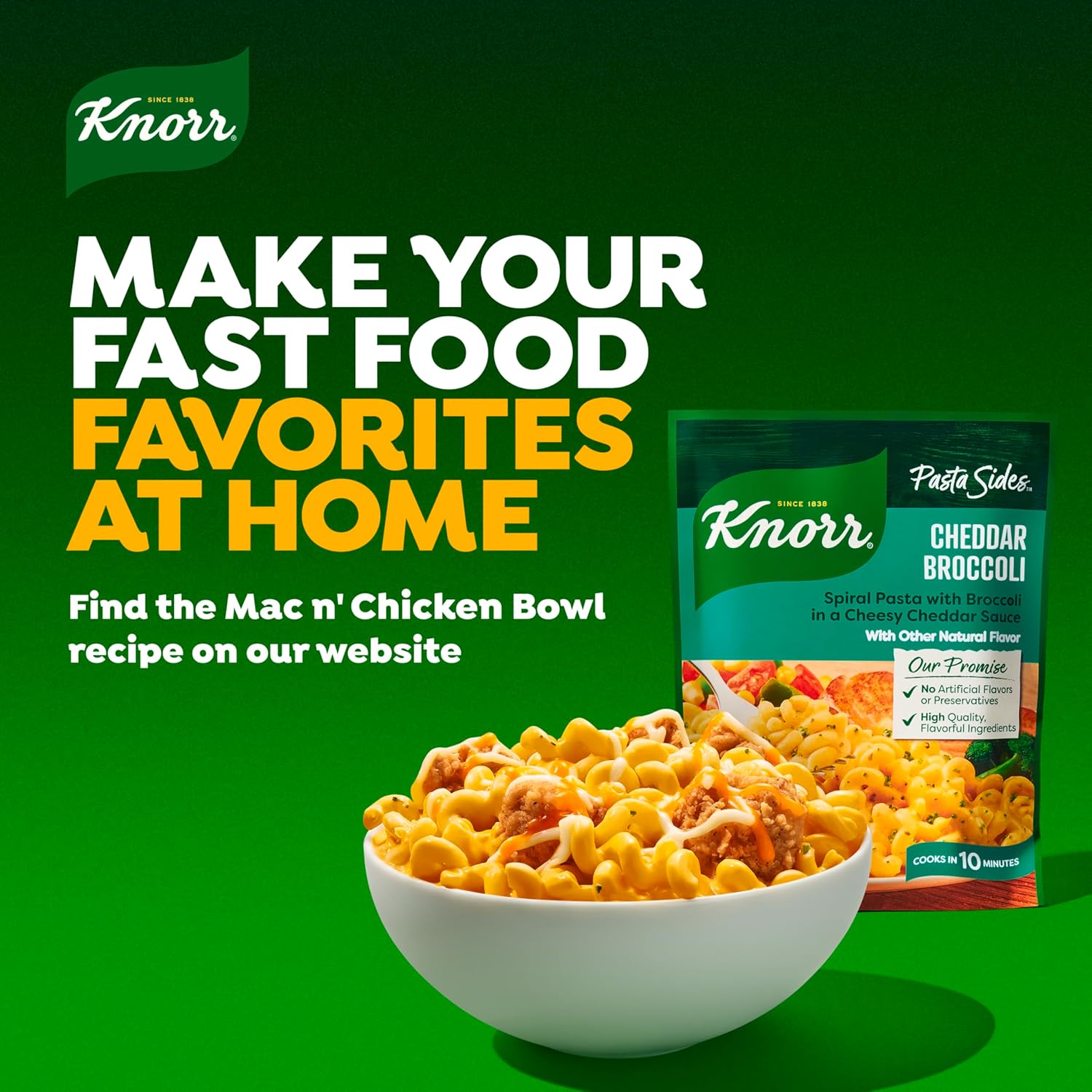 Knorr Pasta Sides Cheddar Broccoli Fusilli – Kid-Approved Weeknight Family Side Dish, Ready in 10 Minutes