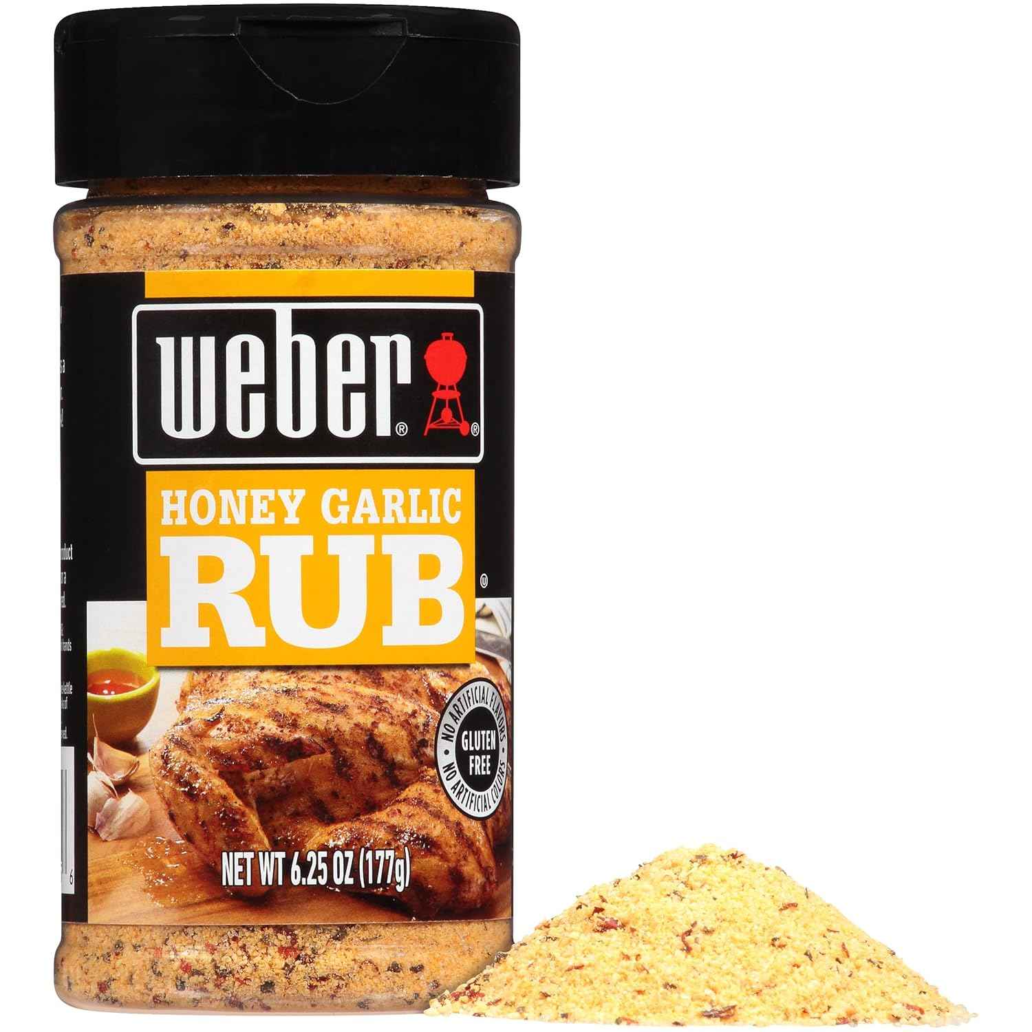 Weber Honey Garlic Rub – Portable Shaker Bottle for Camping Grill, Tailgate & Patio Cookouts