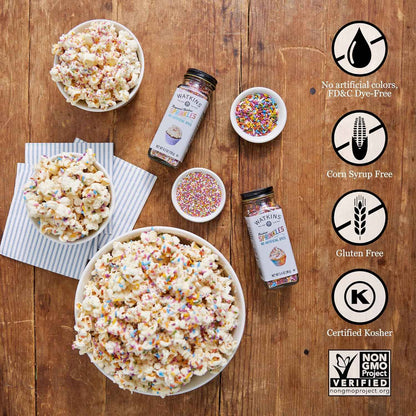 Watkins Gourmet Rainbow Nonpareils Sprinkles – Single Glass Jar of Naturally Colored Topping for Intentional Home Baking
