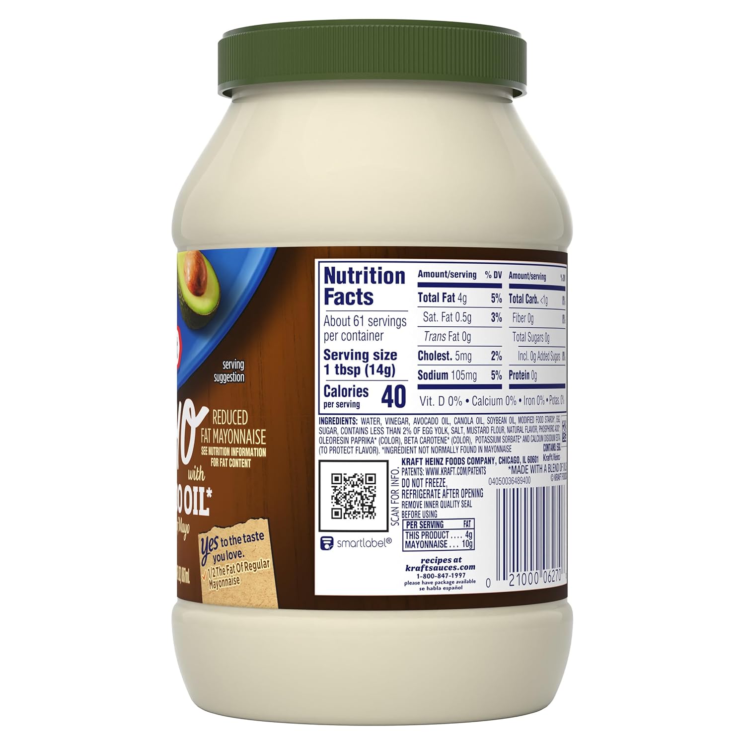 Kraft Avocado Oil Reduced Fat Mayo – Crowd-Pleasing Picnic Spread for Sandwiches, Wraps, and BBQ Tables