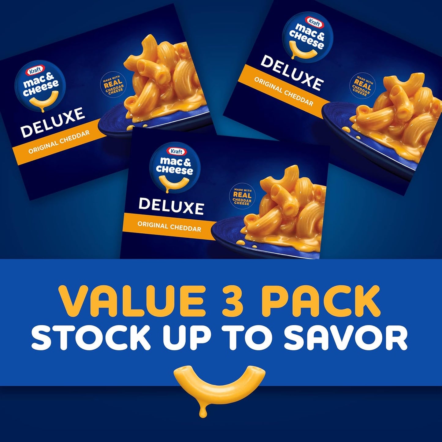 Kraft Deluxe Original Mac & Cheese – Lower-Fat Comfort Dinner Made with Olive Oil, 3 ct 14 oz Boxes