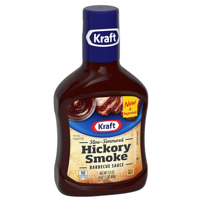 Kraft Hickory Smoke Slow-Simmered Barbecue Sauce, 17.5 oz Bottle – Family Dinner Dipping Sauce Kids Love with Chicken and Fries