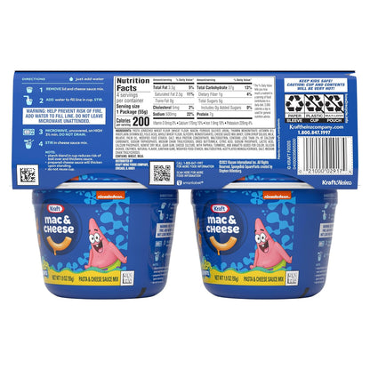 Kraft Mac & Cheese SpongeBob Microwave Cups Travel Lunch for Camping and Road Trip Snacks 4 ct