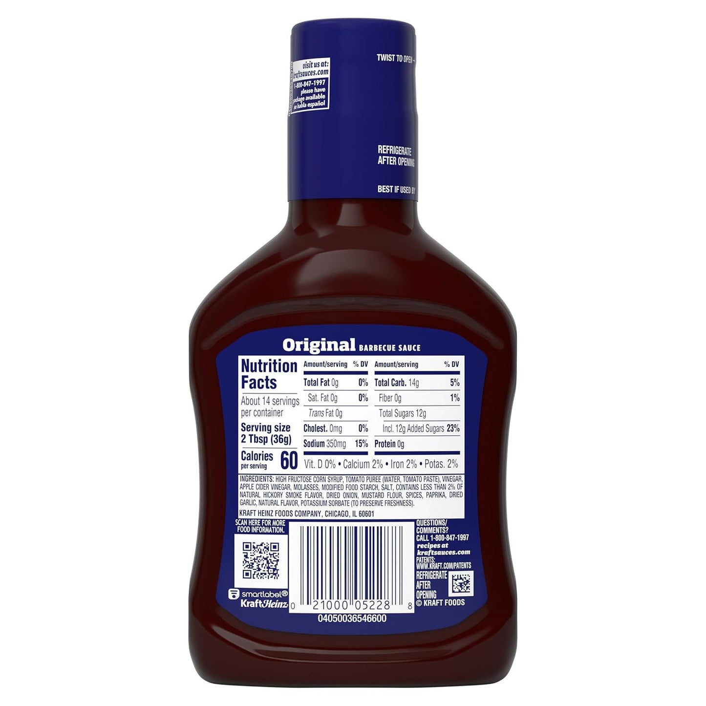 Kraft Original BBQ Sauce – Simple, Clean 18 oz Squeeze Bottle for Uncluttered Pantry Storage