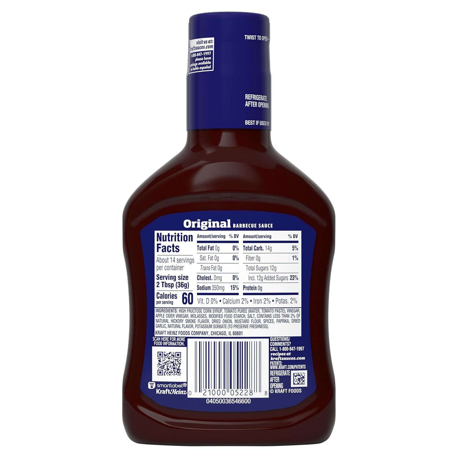 Kraft Original BBQ Sauce – Simple, Clean 18 oz Squeeze Bottle for Uncluttered Pantry Storage